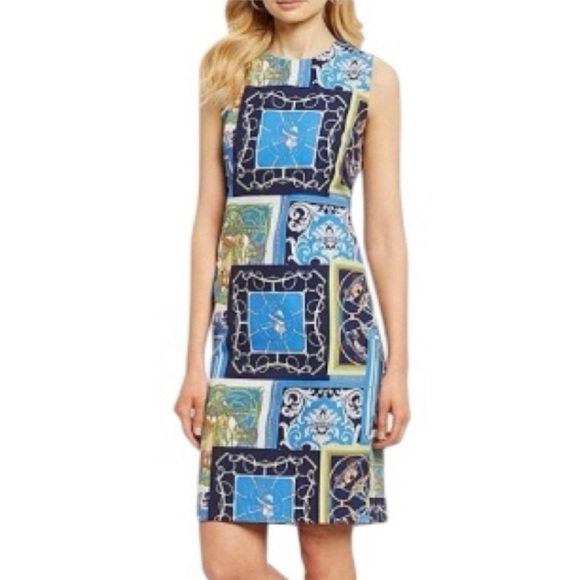 J. McLaughlin Dresses & Skirts - J. McLaughlin Belinda heraldic equestrian patchwork print sleeveless dress 6
